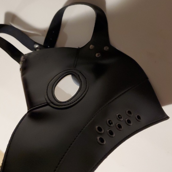 Black Plague Doctor Mask PU Leather Halloween Costume Death Dr  Steampunk Goth - Picture 8 of 9